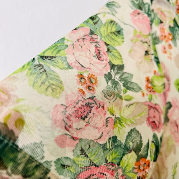 Vintage Geiger Floral Rose Boxy Sheer Button Up Blouse - Picture 5 of 12